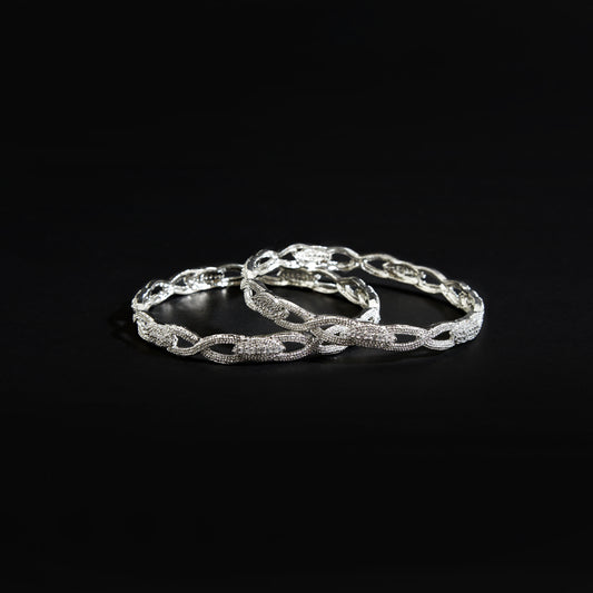 Floral Silver Bangles