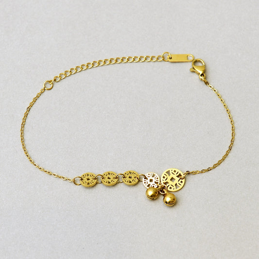 Bells and Circles Golden Bracelet