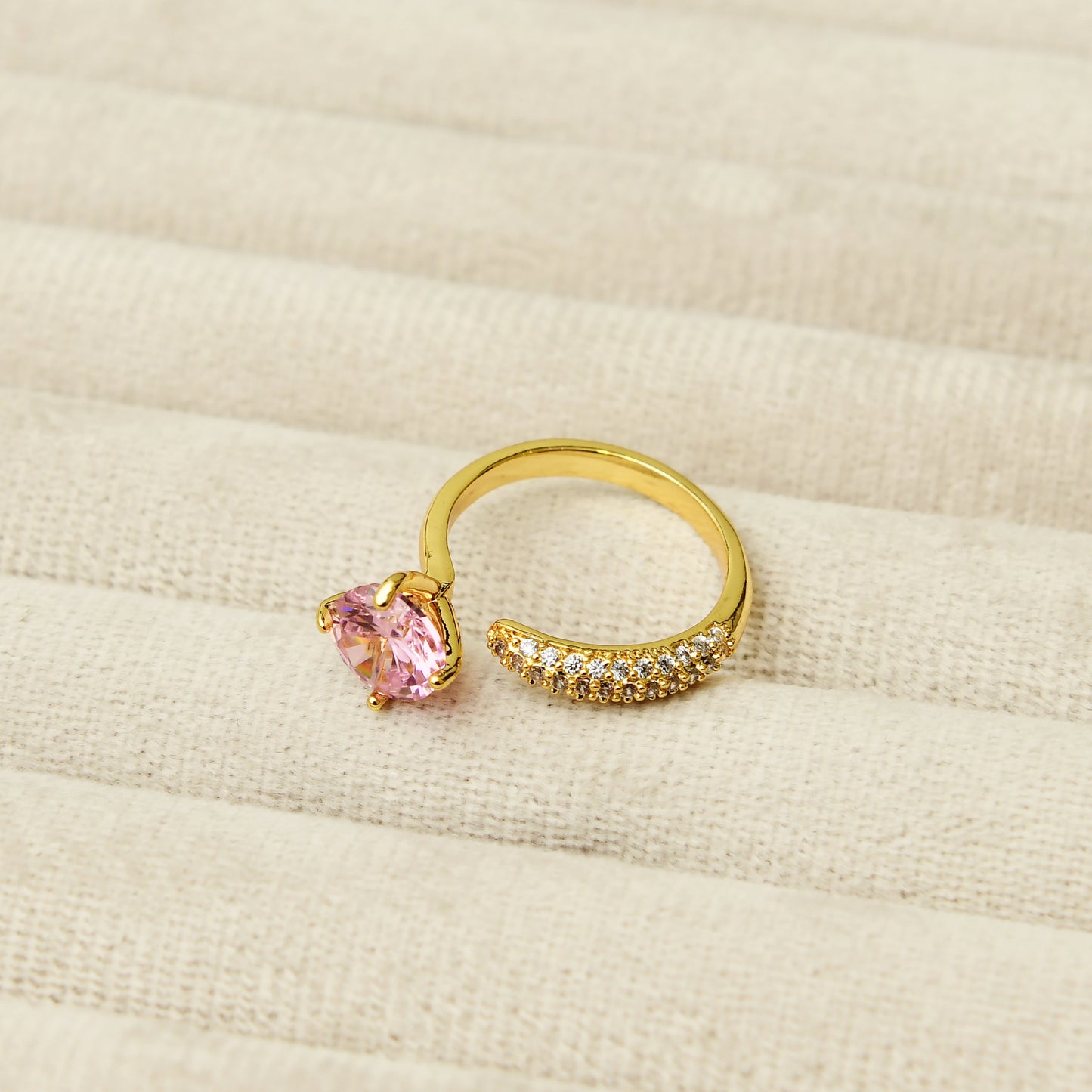 Three Quarter Royal Pink Zircon Ring