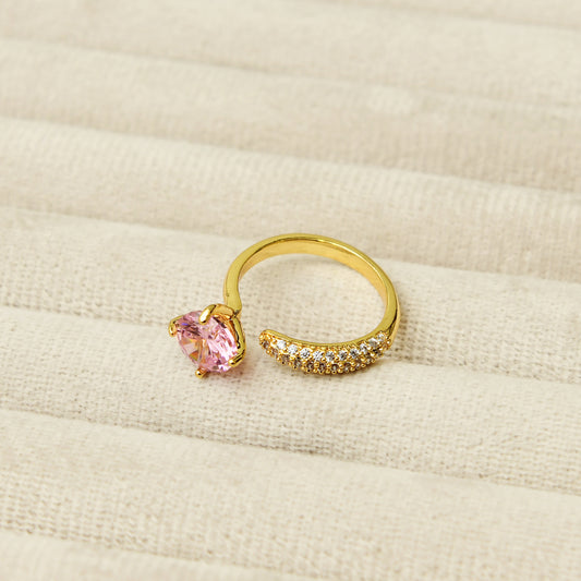 Three Quarter Royal Pink Zircon Ring